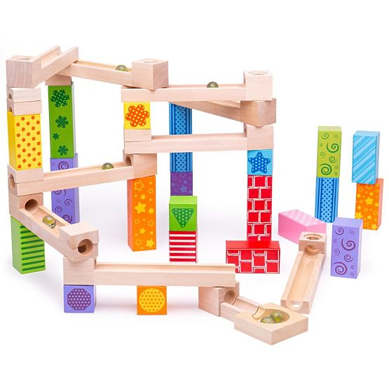 Bigjigs Toys Pista per palline in legno colorata