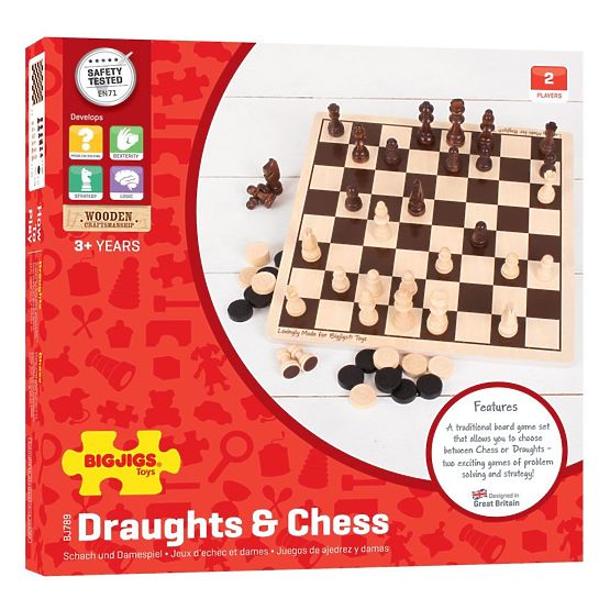 Bigjigs Toys Scacchi e dama in legno