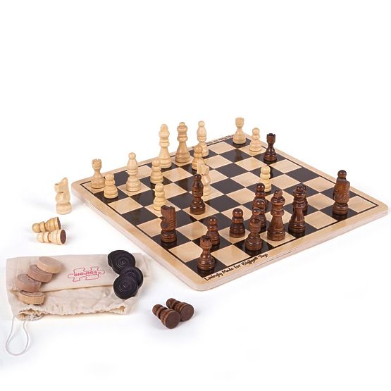 Bigjigs Toys Scacchi e dama in legno