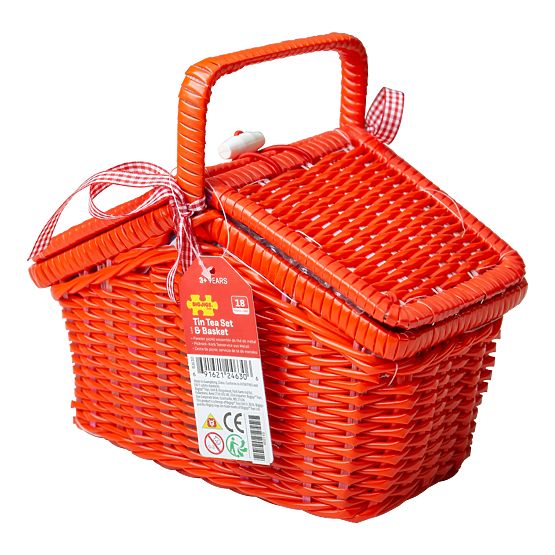 Bigjigs Toys Set da tè a pois nel cesto da picnic