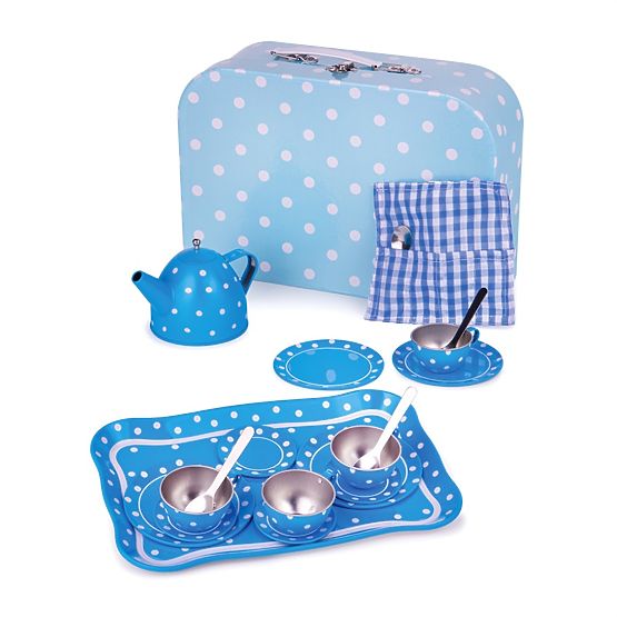 Bigjigs Toys Set da tè blu a pois