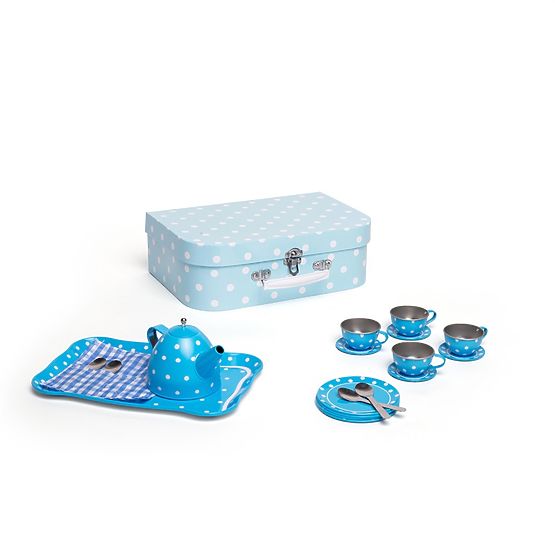 Bigjigs Toys Set da tè blu a pois