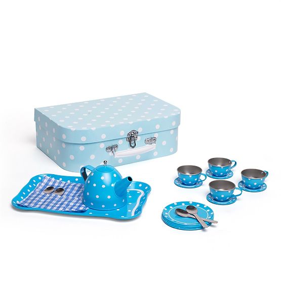 Bigjigs Toys Set da tè blu a pois
