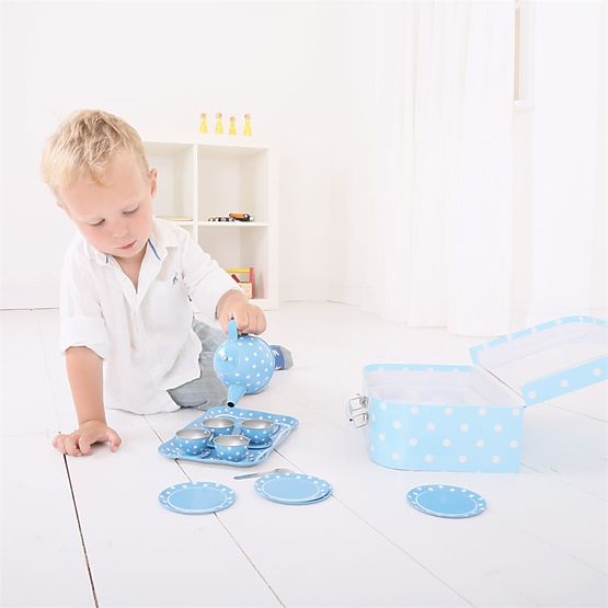 Bigjigs Toys Set da tè blu a pois
