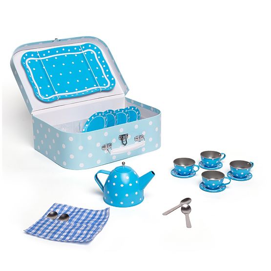 Bigjigs Toys Set da tè blu a pois