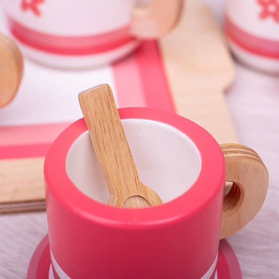 Bigjigs Toys Set da tè in legno rosa