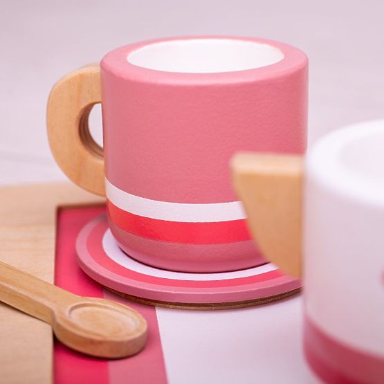 Bigjigs Toys Set da tè in legno rosa