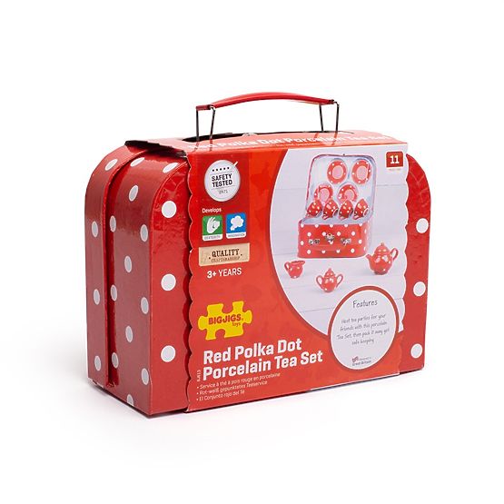 Bigjigs Toys Set da tè rosso a pois