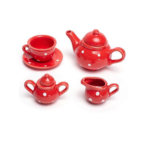 Bigjigs Toys Set da tè rosso a pois