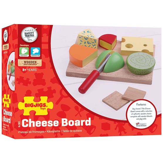 Bigjigs Toys Set di formaggi alimentari in legno su un piatto