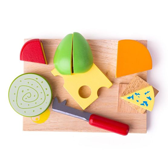 Bigjigs Toys Set di formaggi alimentari in legno su un piatto
