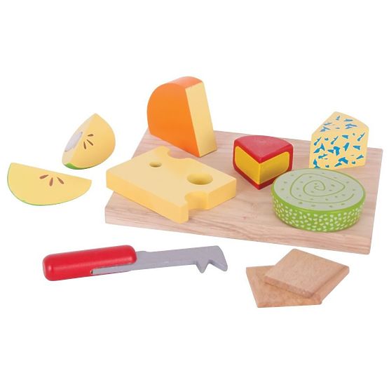 Bigjigs Toys Set di formaggi alimentari in legno su un piatto
