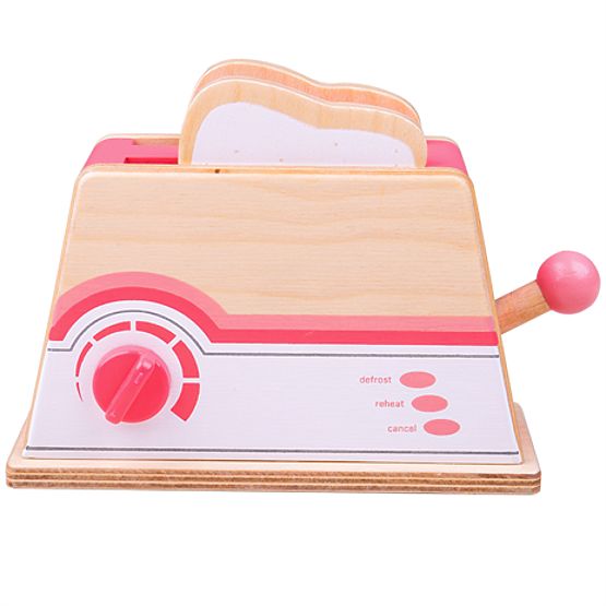 Bigjigs Toys Tostapane in legno rosa - confezione danneggiata