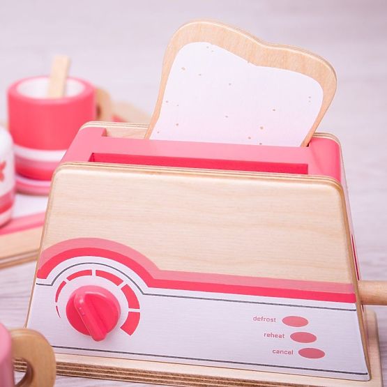Bigjigs Toys Tostapane in legno rosa - confezione danneggiata