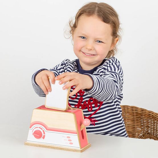Bigjigs Toys Tostapane in legno rosa - confezione danneggiata