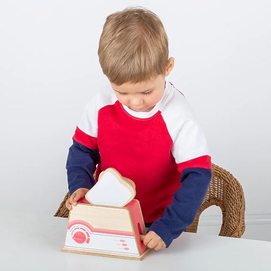 Bigjigs Toys Tostapane in legno rosa - confezione danneggiata