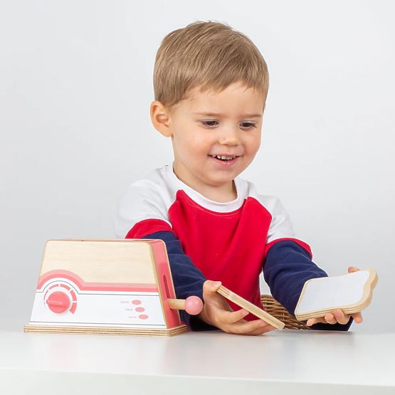 Bigjigs Toys Tostapane in legno rosa - confezione danneggiata