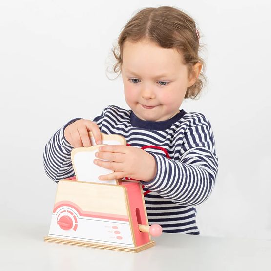 Bigjigs Toys Tostapane in legno rosa - confezione danneggiata