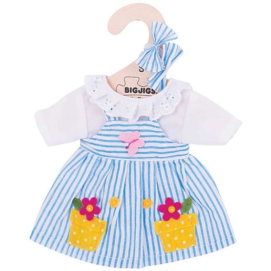 Bigjigs Toys Vestito a righe blu per bambola 28 cm