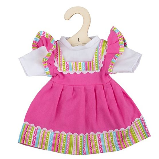 Bigjigs Toys Vestito rosa con bordo a righe per bambola 38 cm