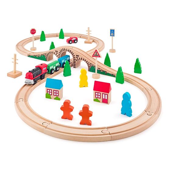 Binario in legno con locomotiva