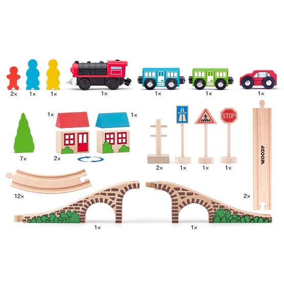 Binario in legno con locomotiva