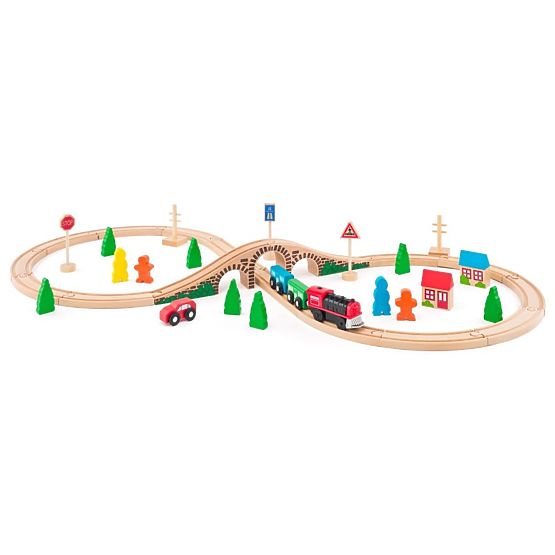 Binario in legno con locomotiva