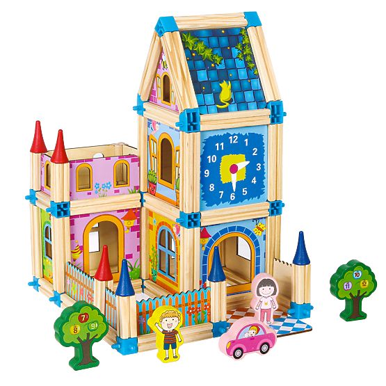 Blocchi di costruzione in legno per costruire una casetta 6 in 1 ECOTOYS