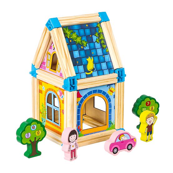 Blocchi di costruzione in legno per costruire una casetta 6 in 1 ECOTOYS