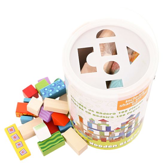 Blocchi di legno Ecotoys - 100 pz