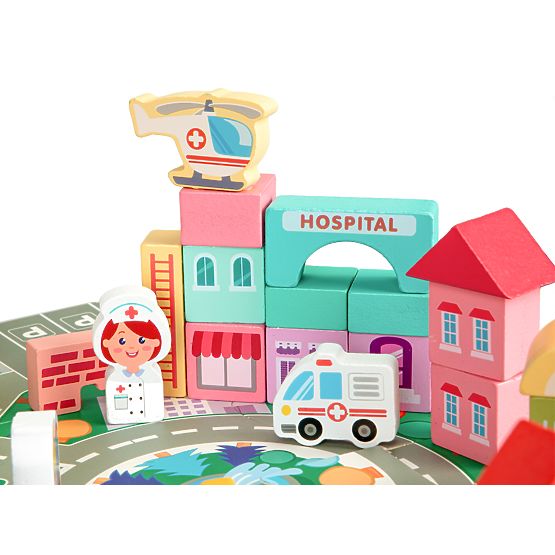 Blocchi educativi in legno città tappetino 121 pezzi ECOTOYS