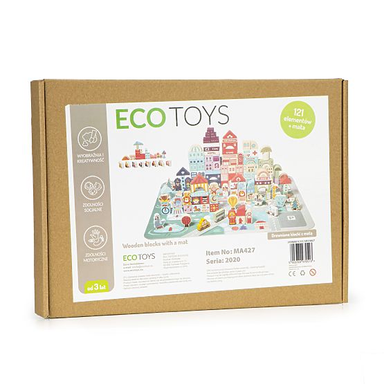 Blocchi educativi in legno città tappetino 121 pezzi ECOTOYS