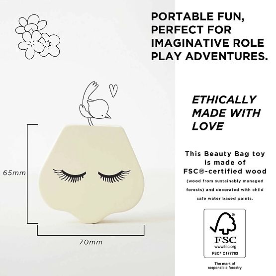 Borsa cosmetica con accessori in legno