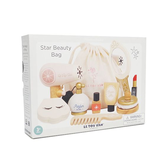 Borsa cosmetica con accessori in legno