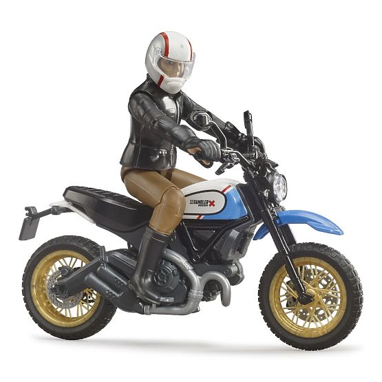Bruder 63051 BWORLD Moto Scrambler Ducati Cafe Racer con pilota