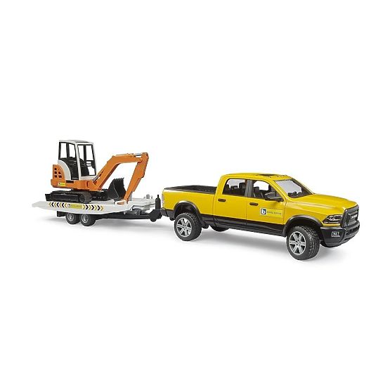 Bruder Auto di Servizio Fuoristrada RAM con Miniescavatore