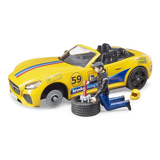 Bruder Auto fuoristrada RAM con auto sportiva e figurina