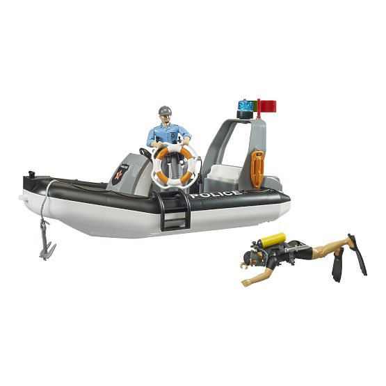Bruder Barca della polizia con poliziotto e subacqueo