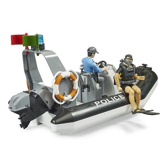Bruder Barca della polizia con poliziotto e subacqueo