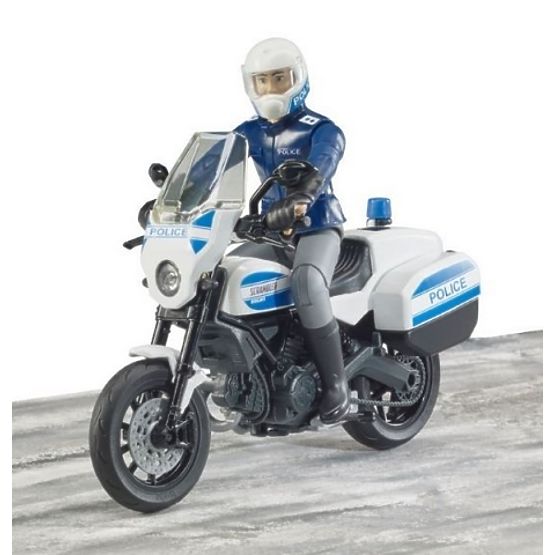 Bruder BWORLD motocicletta della polizia Ducati Scrambler con pilota