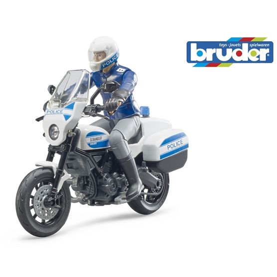 Bruder BWORLD motocicletta della polizia Ducati Scrambler con pilota