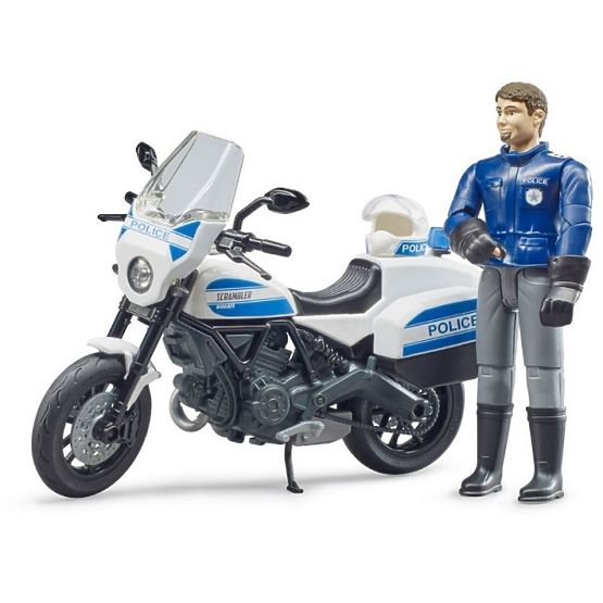 Bruder BWORLD motocicletta della polizia Ducati Scrambler con pilota