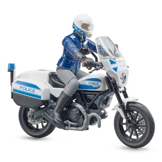 Bruder BWORLD motocicletta della polizia Ducati Scrambler con pilota