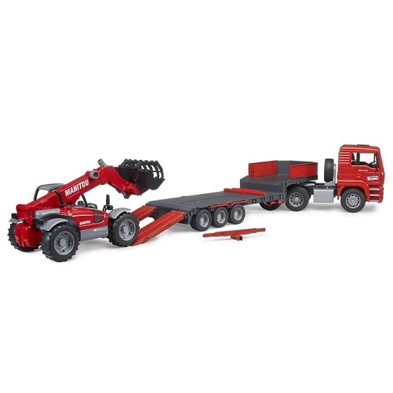 Bruder Camion con Rimorchio MAN TGA e Caricatore Telescopico Manitou