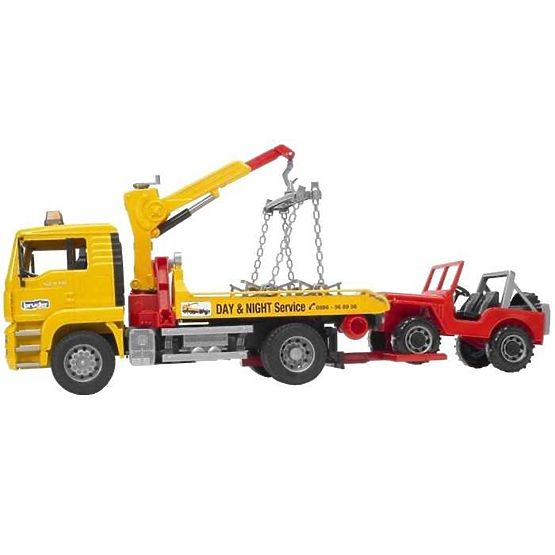 Bruder Camion MAN con carro attrezzi e Jeep