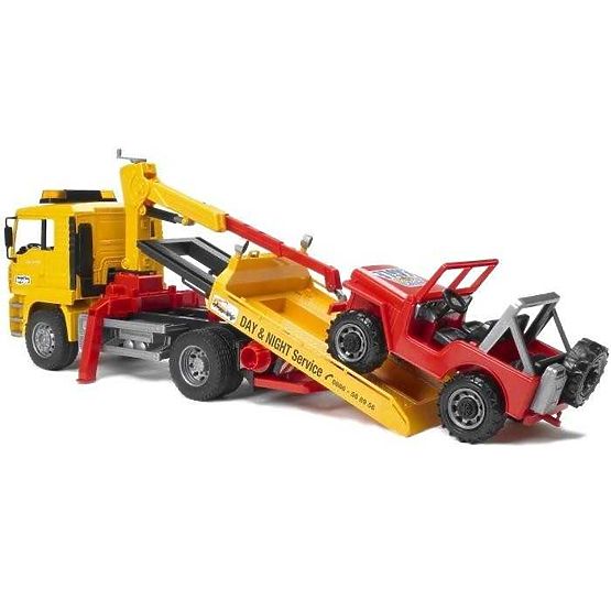 Bruder Camion MAN con carro attrezzi e Jeep