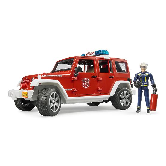 Bruder Jeep Wrangler dei Vigili del Fuoco Rosso con Figurina e Accessori