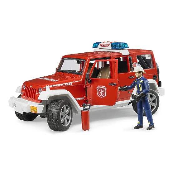 Bruder Jeep Wrangler dei Vigili del Fuoco Rosso con Figurina e Accessori