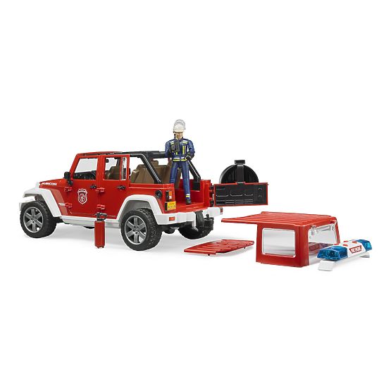 Bruder Jeep Wrangler dei Vigili del Fuoco Rosso con Figurina e Accessori