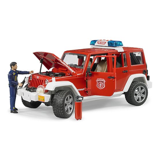 Bruder Jeep Wrangler dei Vigili del Fuoco Rosso con Figurina e Accessori